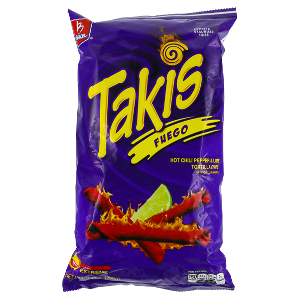 TAKIS FUEGO SPICY - HOT CHILI PEPPER & LIME FAVLOURED - 68g