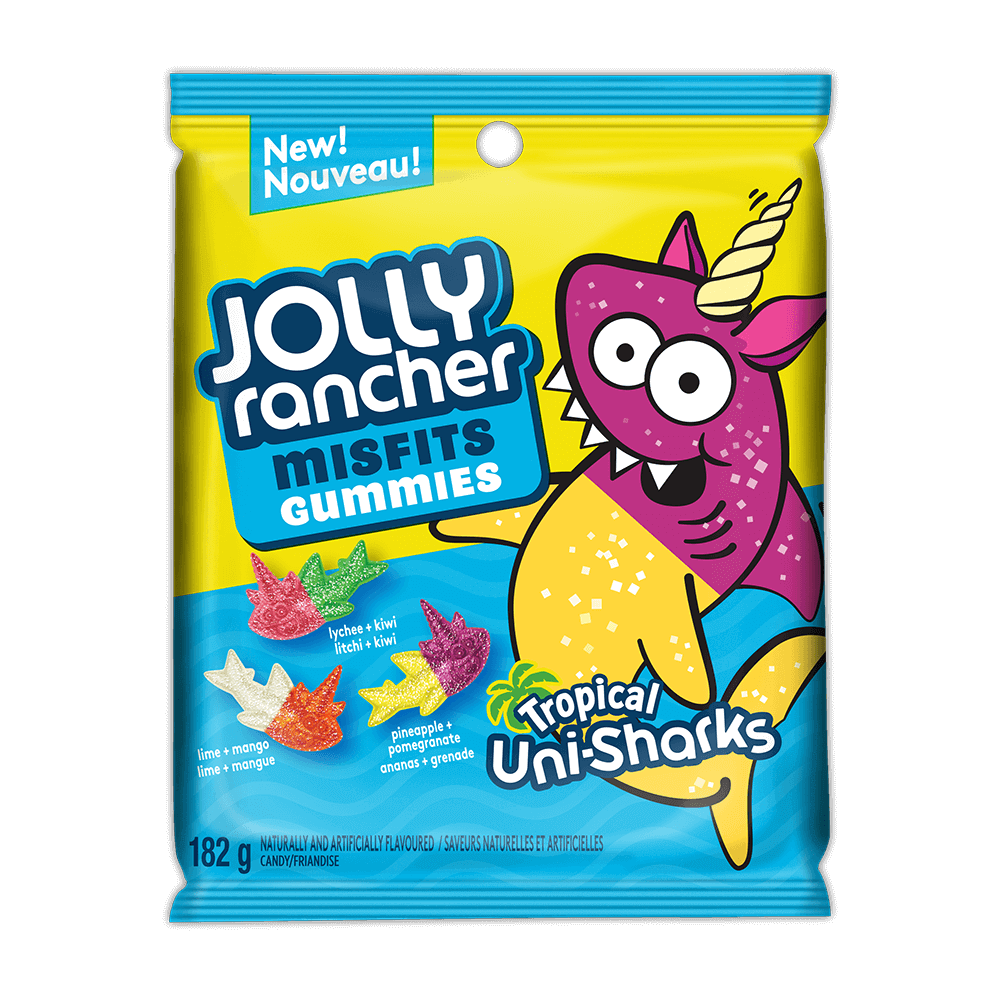 JOLLY RANCHER MISFITS GUMMIES Tropical Uni-Sharks Candy 182g