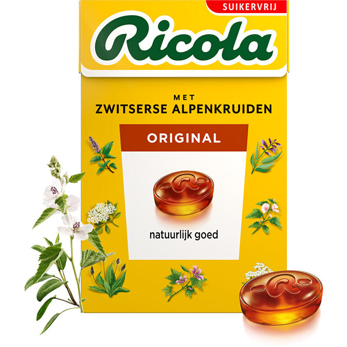 Ricola Sugar Free MET ZWITSERSE ALPENKRUIDEN ORIGINAL Candies 50g