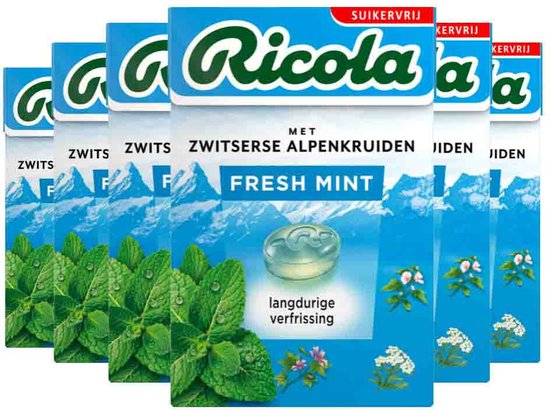 Ricola Sugar Free MET ZWITSERSE ALPENKRUIDEN FRESH MINT Candies 50g