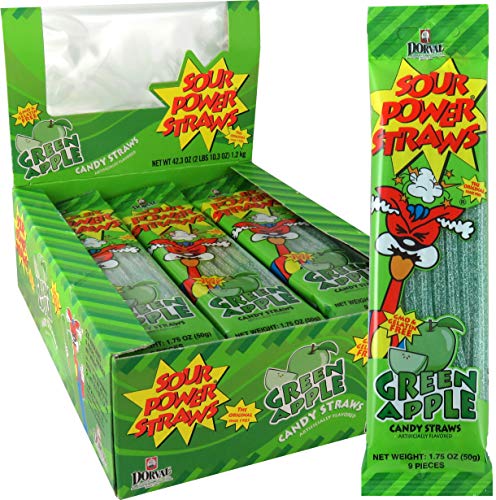 
            
                Load image into Gallery viewer, SOUR POWER STRAWS Green Apple CANDY STRAWS 50G
            
        