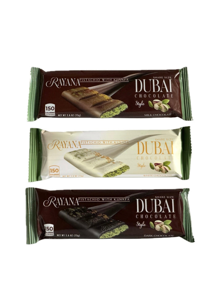 RAYANA DUBAI CHOCOLATE MILK, WHITE, DARK (3 x 73gr) BUNDLE
