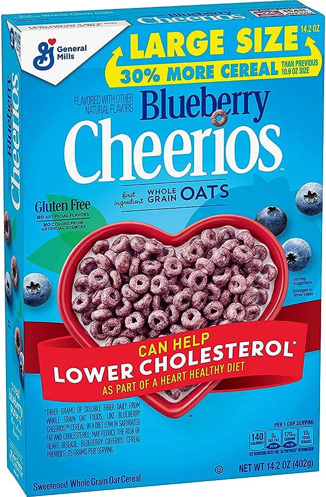 General Mills Cheerios Bluberry Flavoured Cereal 402g Large Size Gluten Free