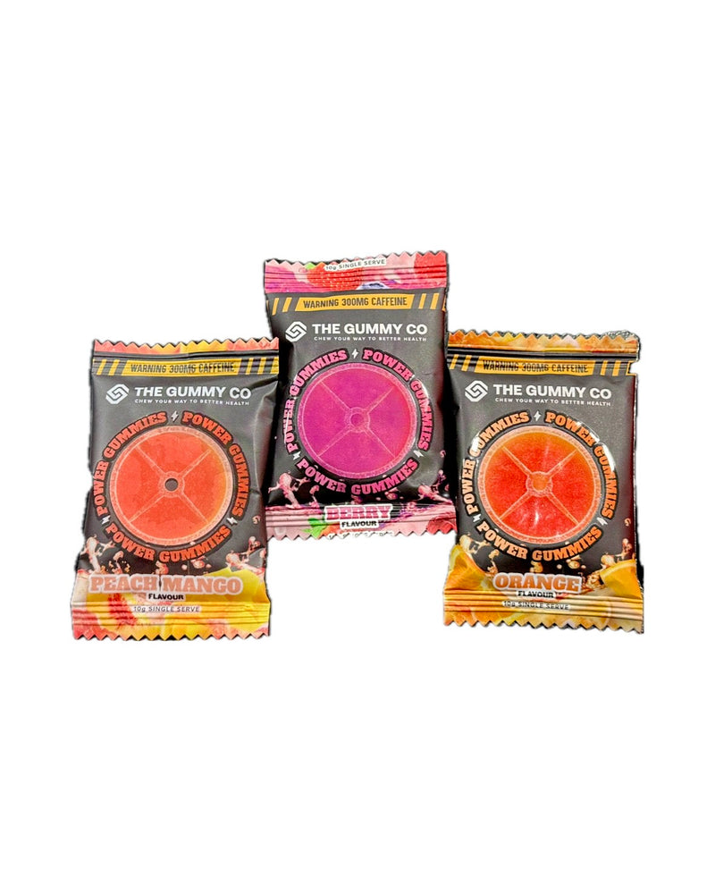 The Gummy Co Power Gummies Orange, Peach Mango, Berry (3 x 10gr)