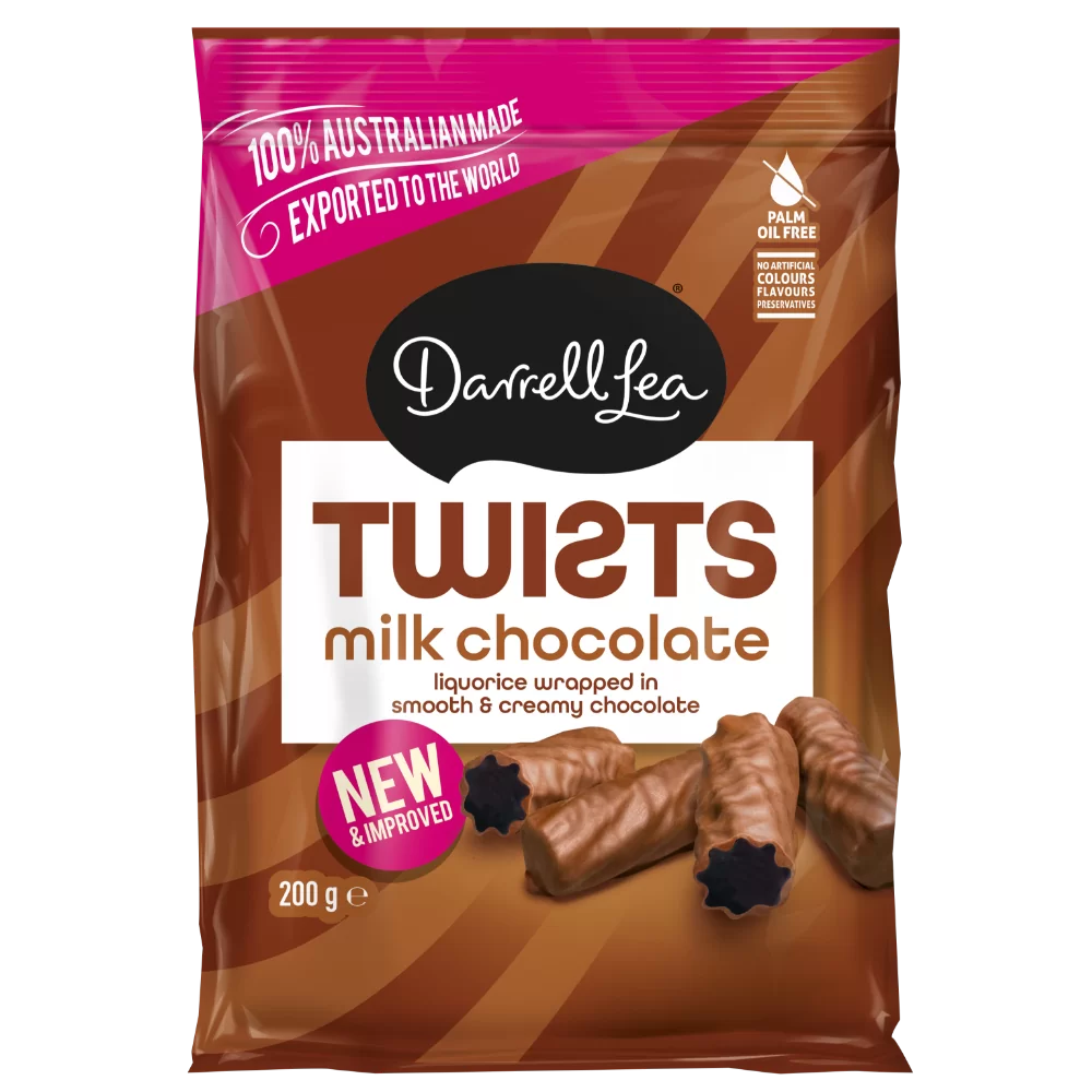 Darrell Lea Twists Liquorice Milk Chocolate 200gr