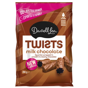 Darrell Lea Twists Liquorice Milk Chocolate 200gr
