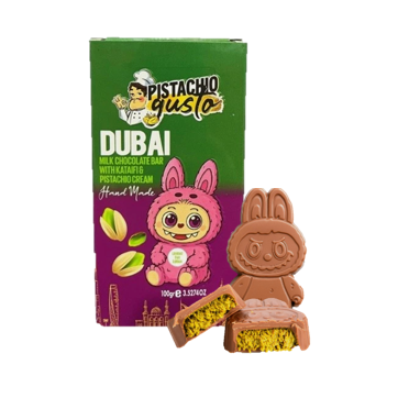 PISTACHIO GUSTO LABUBU MILK CHOCOLATE WITH KATAIFI & PISTACHIO CREAM 100g