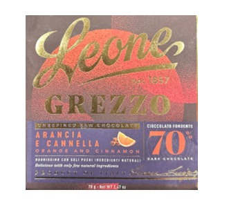 Leone Grezzo Orange and Cinnamon with 70% Dark Chocolate 70gr