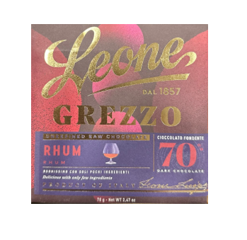 Leone Grezzo Rhum with 70% Dark Chocolate 70gr