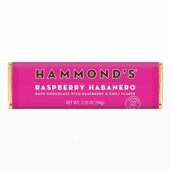 HAMMOND'S RASPBERRY HABANERO DARK CHOCOLATE WITH RASPBERRY & CHILI FLAKES 64G