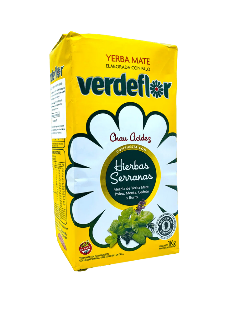YERBA MATE VERDEFLOR CHAU ACIDEZ HIERBAS SERRANAS 1KG