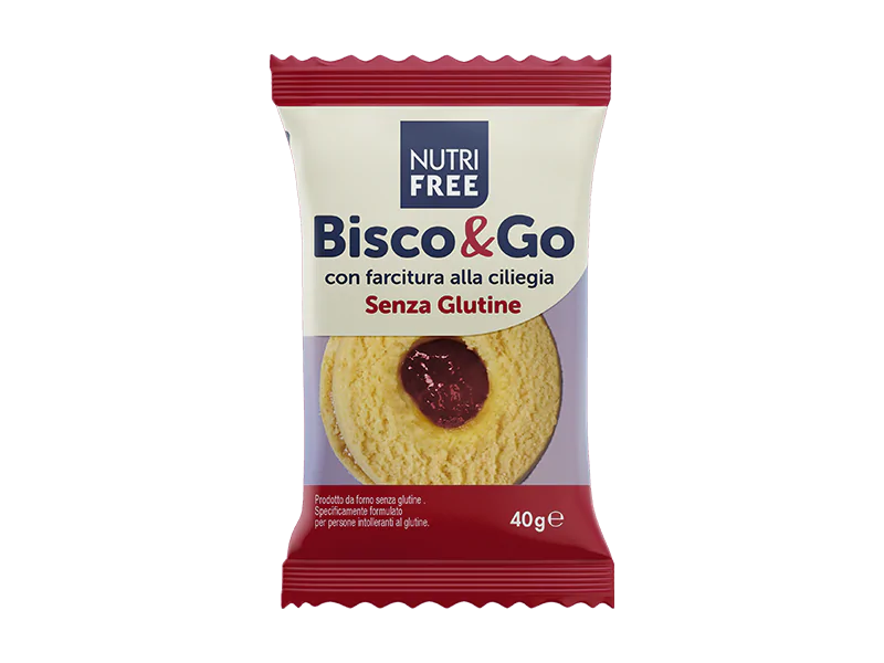 NutriFree Bisco&Go confarcitura alla ciliegia Senza Glutine (Cherry Flavoured) 40gr