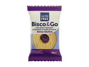 NutriFree Bisco&Go con grano saraceno e farcitura ai frutti di bosco Senza Glutine (Berry Flavoured) 40gr