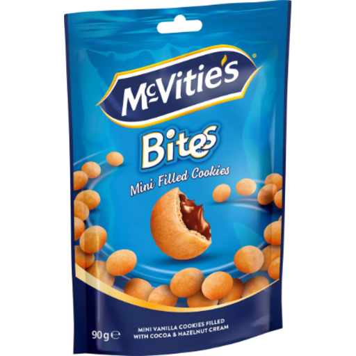 McVities Bites Mini Vanilla & Hazelnut Cream Filled Cookie 90g