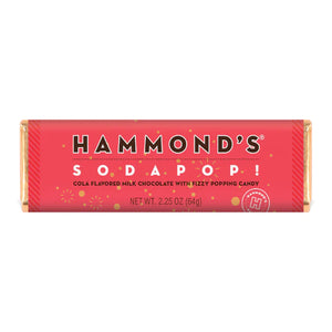 
            
                Load image into Gallery viewer, HAMMOND&amp;#39;S SODAPOP COLA FLAVOURED MILK CHOCOLATE WITH FIZZY POPPING CANDY 64G
            
        
