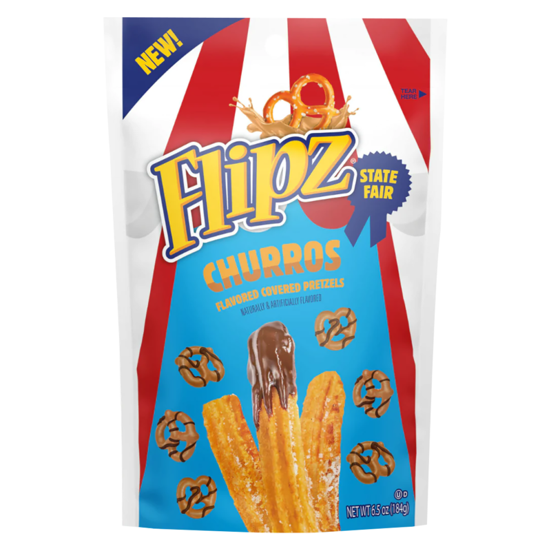 
            
                Load image into Gallery viewer, FLIPZ CHURROS FLAVORED COVERED PRETZELS 184G
            
        