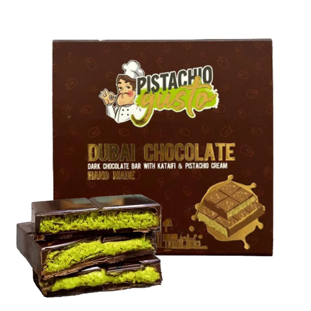 BLOCK PISTACHIO GUSTO DUBAI CHOCOLATE DARK CHOC KATAIFI & CREAM 200g