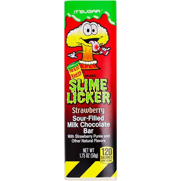 TOXIC WASTE SLIME LICKER Strawberry Sour Filled Milk Chocolate Bar 50g