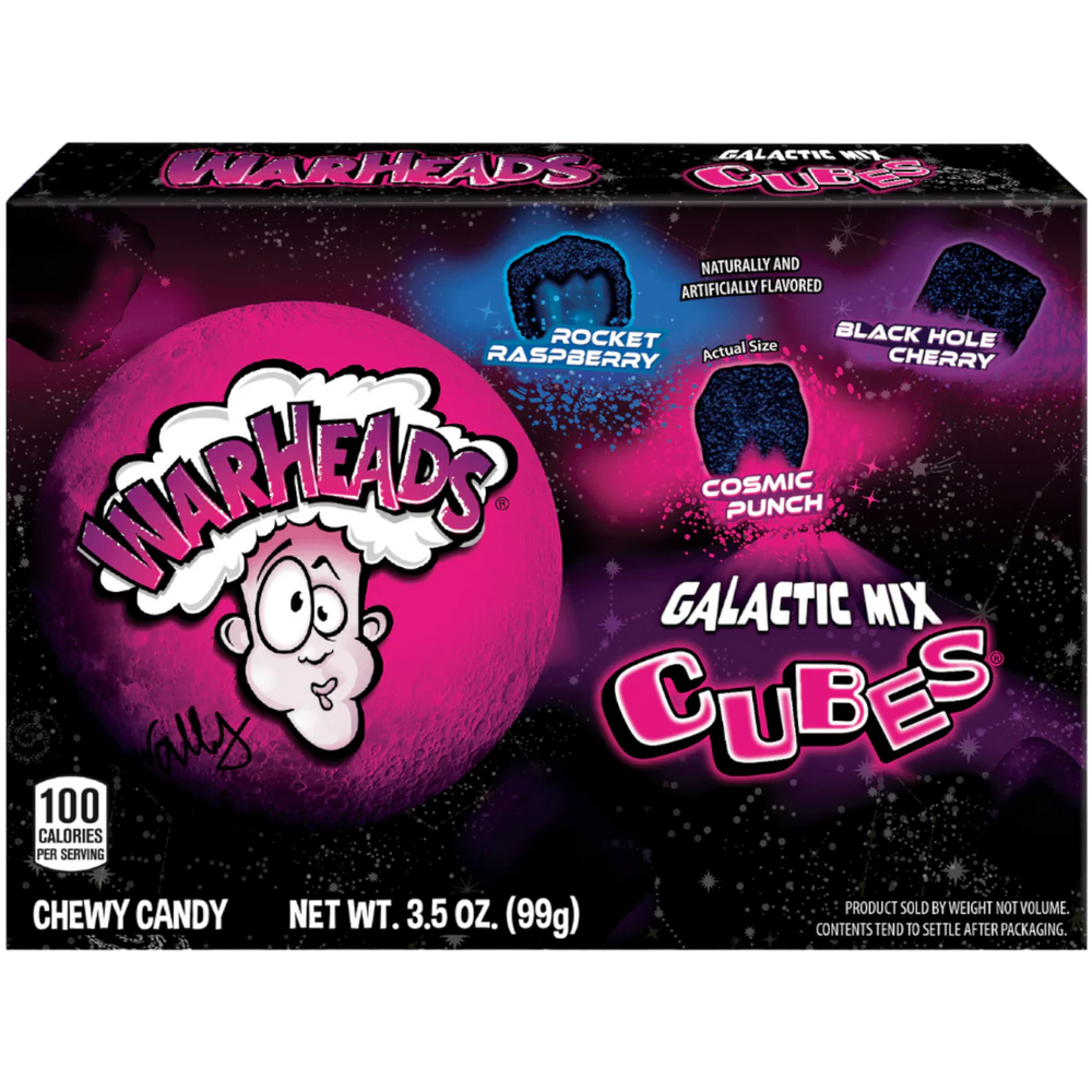 Warheads Cubes Galactic Mix Chewy Candy Theater Box 99g