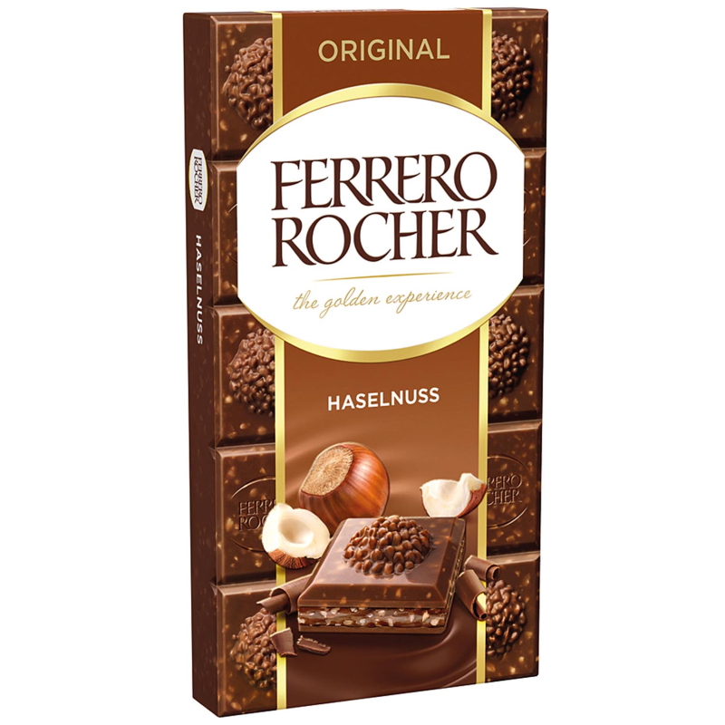 Ferrero Rocher Milk Chocolate with hazelnut block 90g