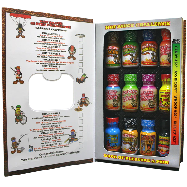 
            
                Load image into Gallery viewer, Ass Kickin&amp;#39; Hot Sauce Challenge Book (12 x 22g)
            
        