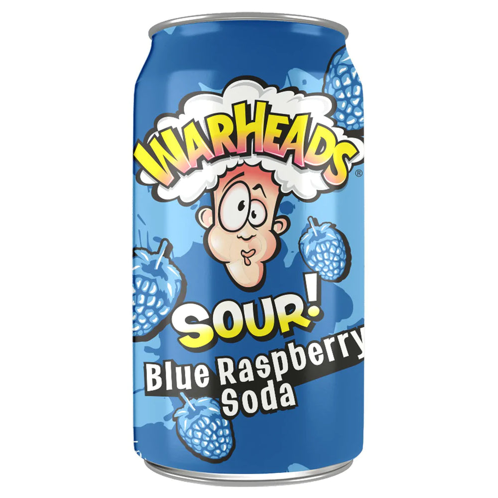 WARHEADS SOUR BLUE RASPBERRY SODA CAN 355ML