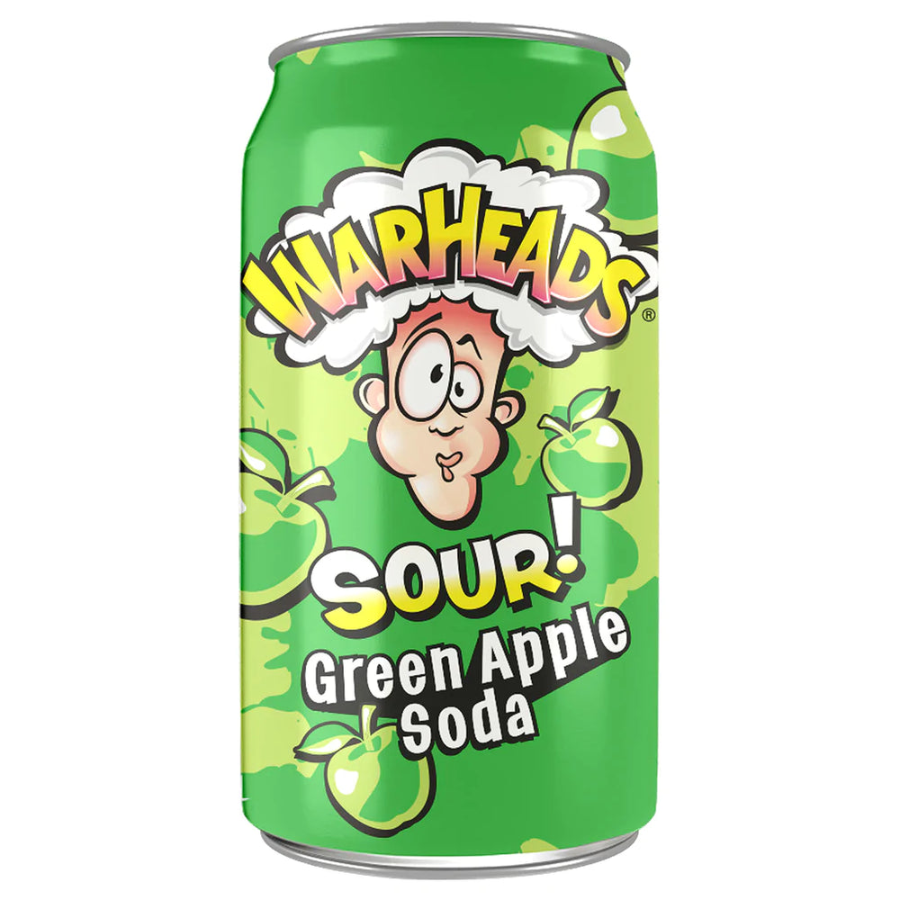 
            
                Load image into Gallery viewer, WARHEADS SOUR GREEN APPLE SODA CAN 355ML
            
        