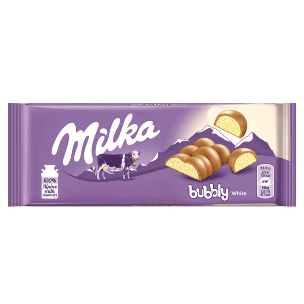 
            
                Load image into Gallery viewer, MILKA BUBBLY WHITE BLOCK 100G
            
        