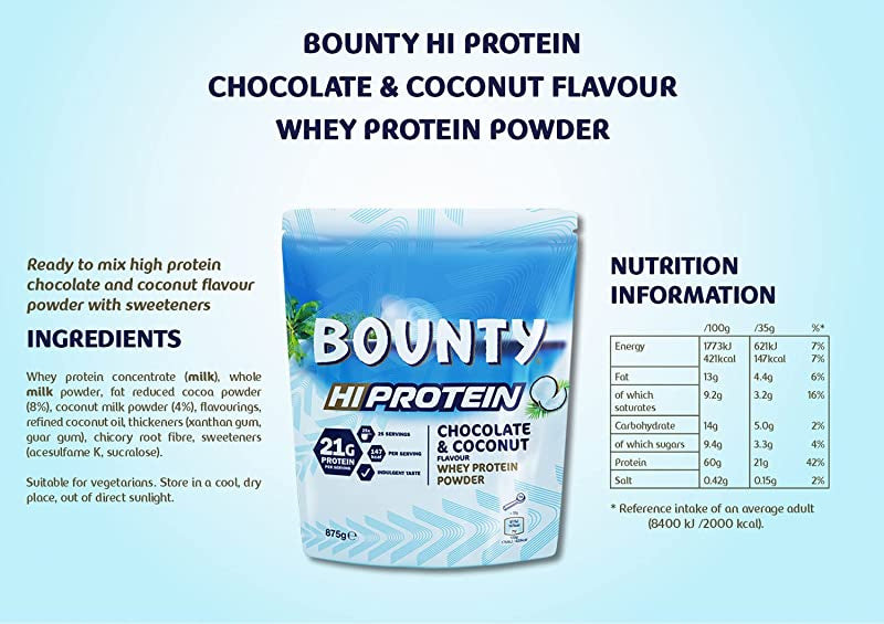 BOUNTY HI PROTEIN POWDER CHOCOLATE & COCONUT 875G