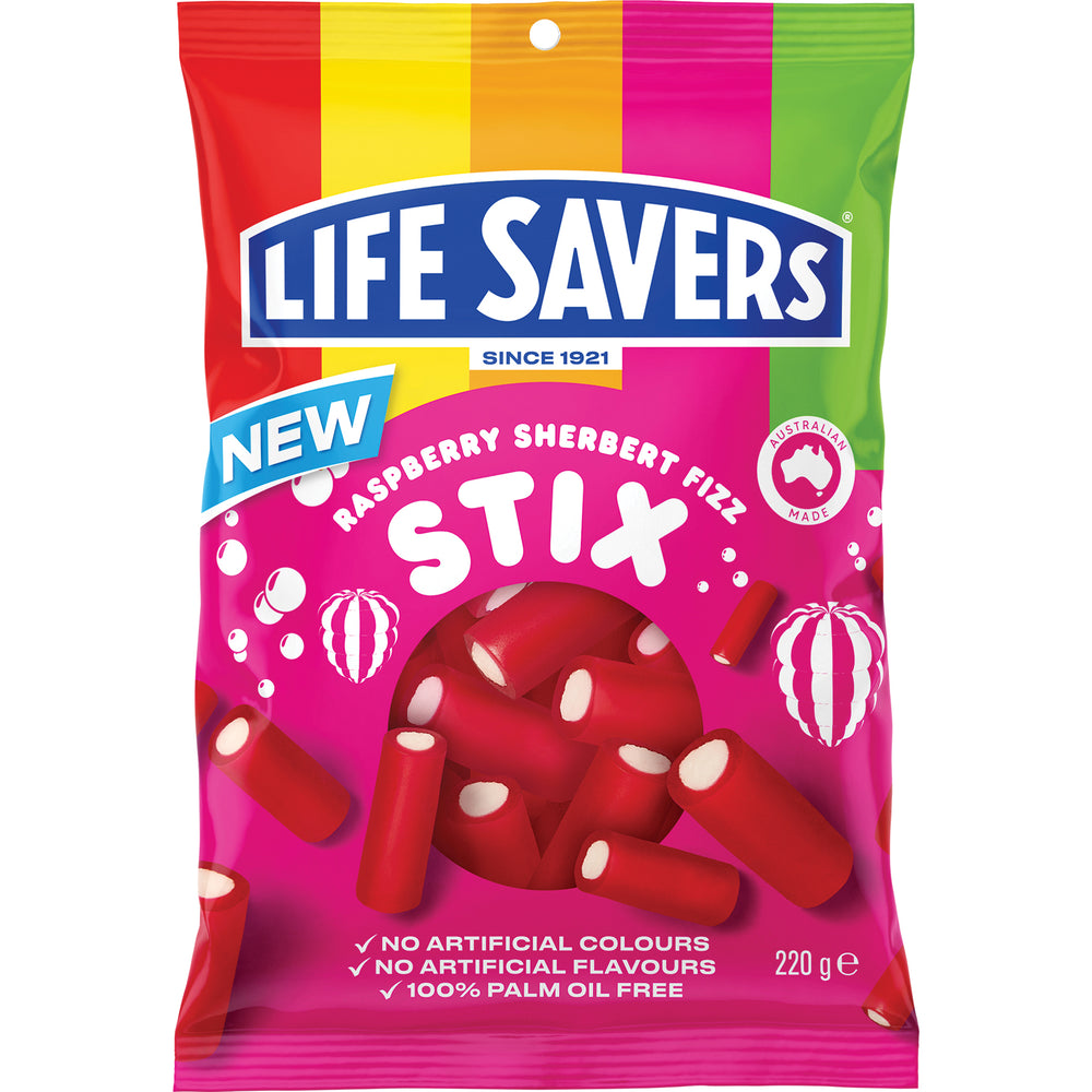 Life Savers Raspberry Sherbert Fizz Stix 220g