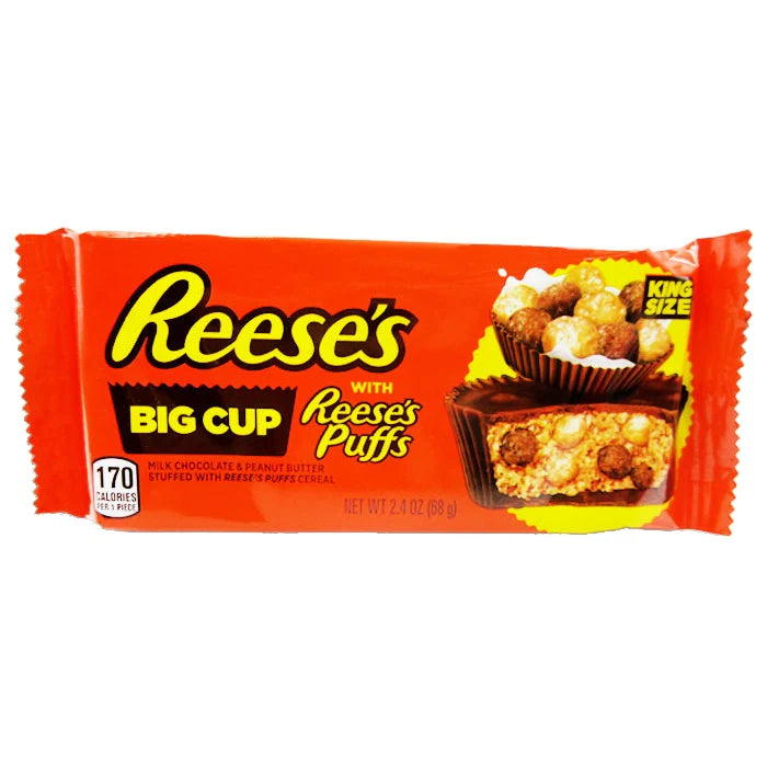
            
                Load image into Gallery viewer, Reese&amp;#39;s With Reese&amp;#39;s PUFFS Milk Chocolate BIG CUP BAR 68g
            
        