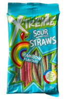 X Treme Sour Straws Rainbow Flavour lollies150g