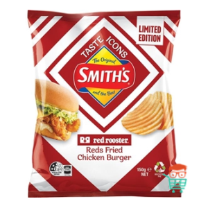 
            
                Load image into Gallery viewer, Smith&amp;#39;s Red Rooster Reds Fried Chicken Burger Flavour Chips 150g
            
        
