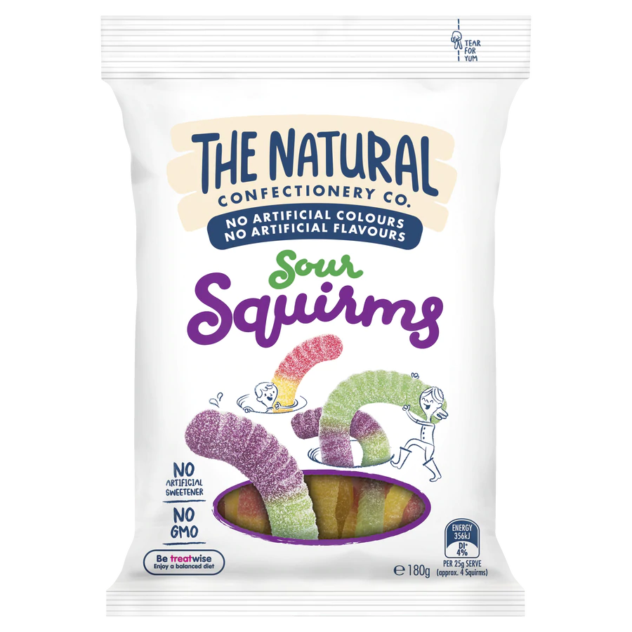 The Natural Confectionery Co Sour Squirms 180g