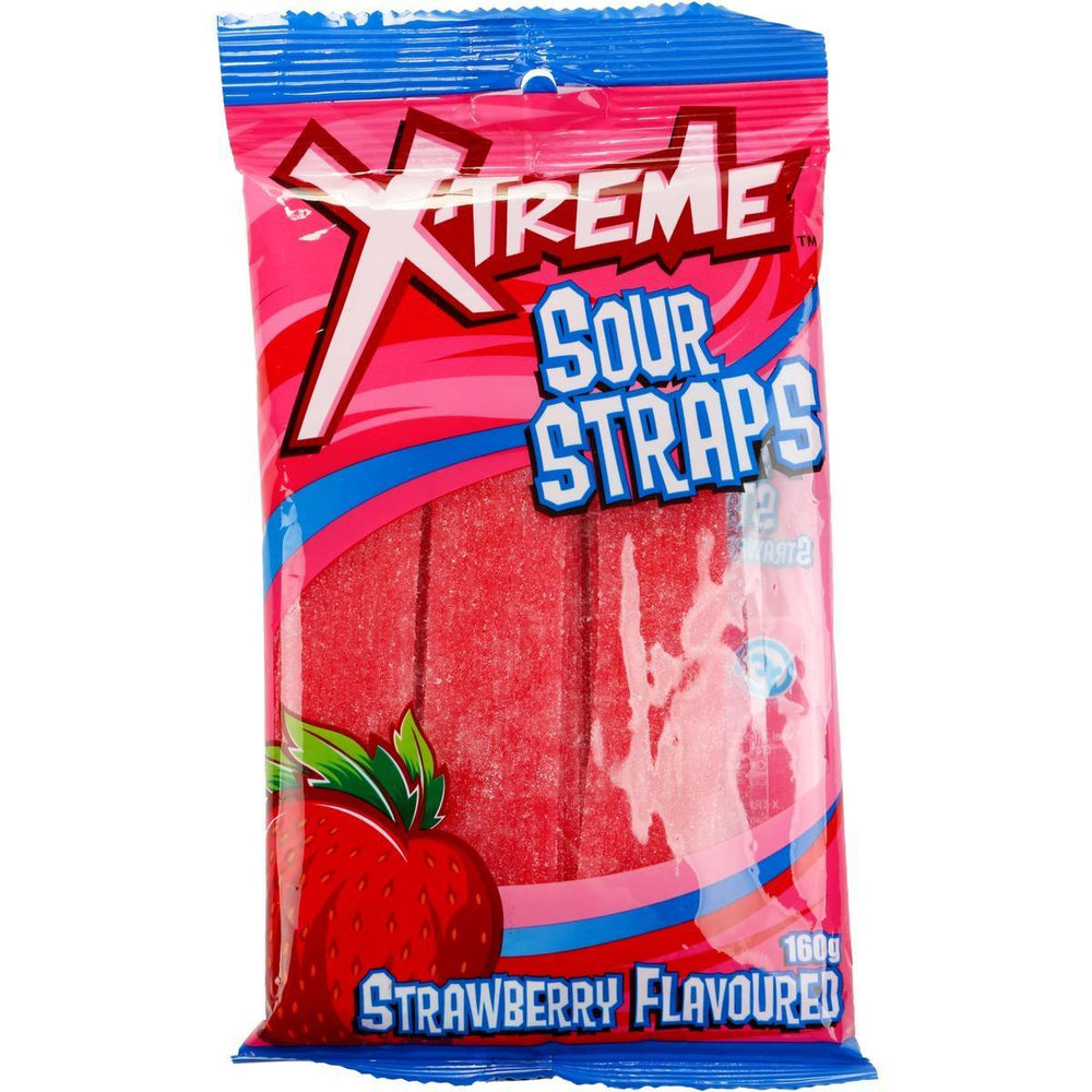 X Treme Sour Straps  Strawberry 160g